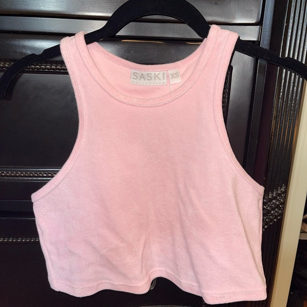NWT Saski towel material collection crop top in color candy (baby pink) XS